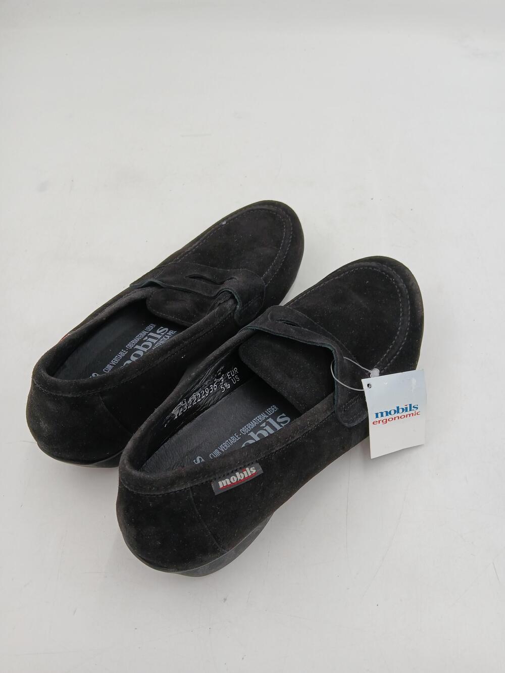 Mobils Ergonomic Shoes Womens Size 5.5 M Black Suede Mary Jane Comfort Flats